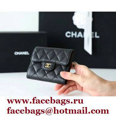 Chanel Classic Small Flap Wallet AP0231 in Original Grained Calfskin Black/Gold