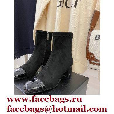 Chanel Heel 5cm Ankle Boots Suede/Patent Black 2021