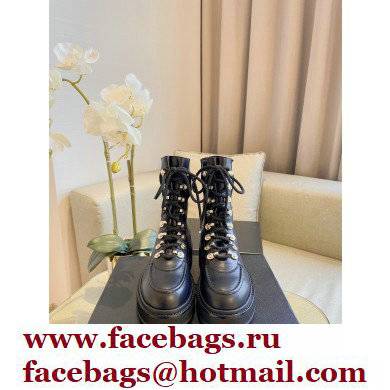 Chanel Lace-Ups Ankle Boots Black 2021