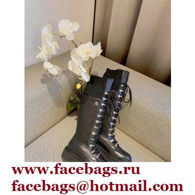 Chanel Lace-Ups High Boots Black 2021