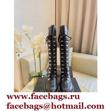 Chanel Lace-Ups High Boots Black/Gray 2021