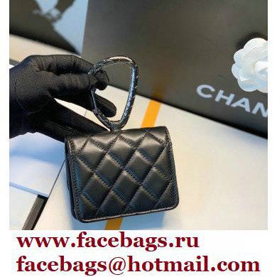 Chanel Lambskin Card Holder with Jewel Hook AP2397 Black 2021
