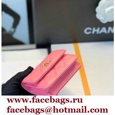 Chanel Lambskin Card Holder with Jewel Hook AP2397 Pink 2021