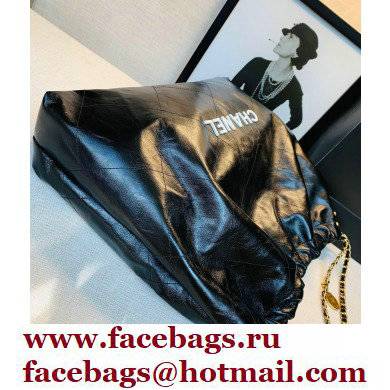 Chanel Logo Waxy Calfskin Large Drawstring Bucket Shopping Bag Black/White 2021