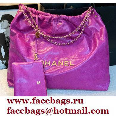 Chanel Logo Waxy Calfskin Large Drawstring Bucket Shopping Bag Fuchsia 2021