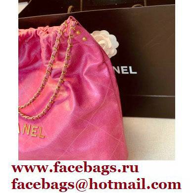 Chanel Logo Waxy Calfskin Large Drawstring Bucket Shopping Bag Rosy 2021