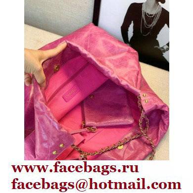 Chanel Logo Waxy Calfskin Large Drawstring Bucket Shopping Bag Rosy 2021