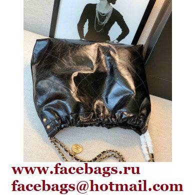 Chanel Logo Waxy Calfskin Small Drawstring Bucket Shopping Bag Black/Gold 2021