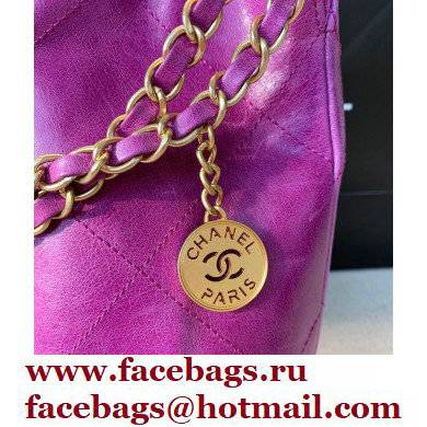 Chanel Logo Waxy Calfskin Small Drawstring Bucket Shopping Bag Fuchsia 2021