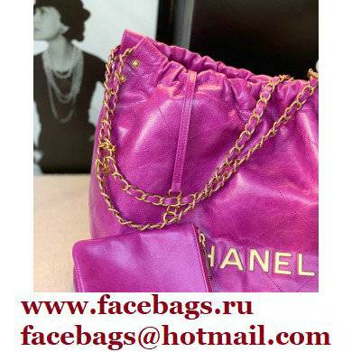 Chanel Logo Waxy Calfskin Small Drawstring Bucket Shopping Bag Fuchsia 2021