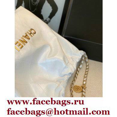 Chanel Logo Waxy Calfskin Small Drawstring Bucket Shopping Bag White/Gold 2021