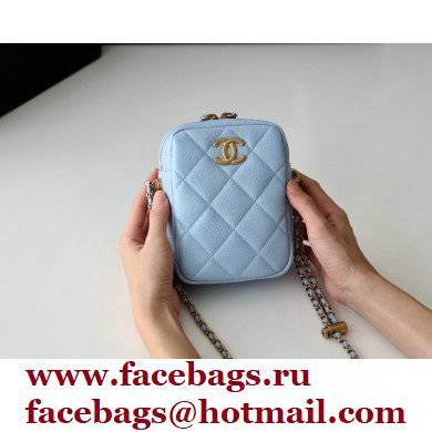 Chanel Pearl Calfskin Vertical Camera Bag AS2857 in Original Quality Light Blue 2021