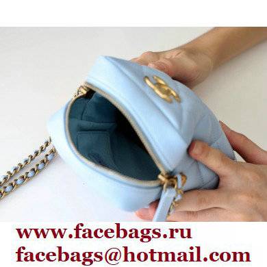 Chanel Pearl Calfskin Vertical Camera Bag AS2857 in Original Quality Light Blue 2021