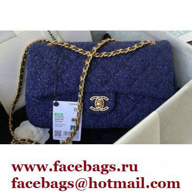 Chanel Tweed Medium Classic Flap Bag AS2820 Blue 2021
