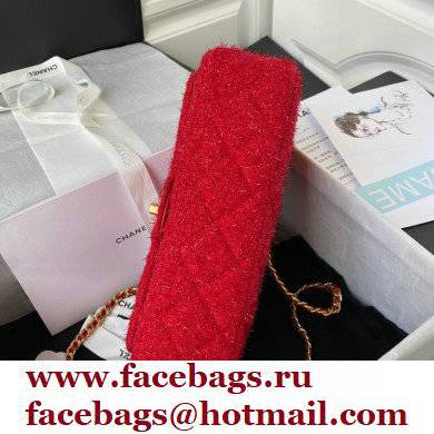 Chanel Tweed Medium Classic Flap Bag AS2820 Red 2021