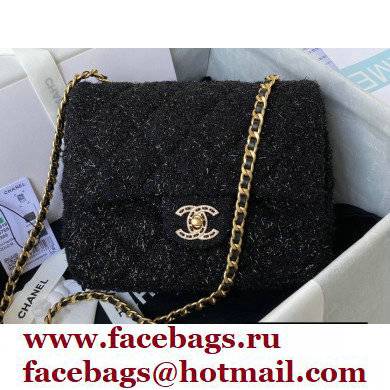 Chanel Tweed Small Classic Flap Bag AS2819 Black 2021