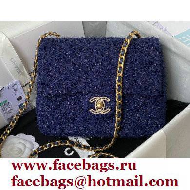 Chanel Tweed Small Classic Flap Bag AS2819 Blue 2021