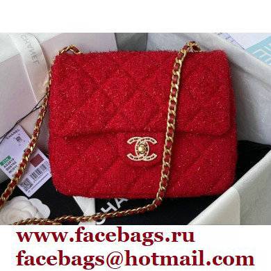 Chanel Tweed Small Classic Flap Bag AS2819 Red 2021