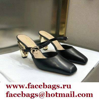 Dior Heel 9cm Calfskin Rhodes Mules Black 2021 - Click Image to Close
