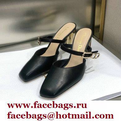 Dior Heel 9cm Calfskin Rhodes Mules Black 2021 - Click Image to Close