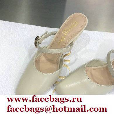 Dior Heel 9cm Calfskin Rhodes Mules White 2021