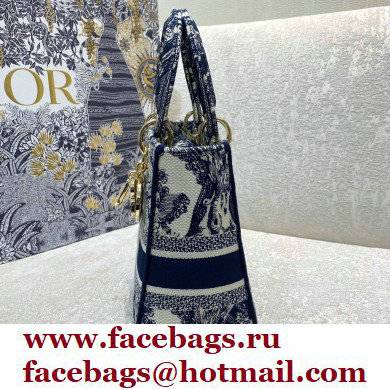 Dior Lady D-Lite Medium Bag in Toile de Jouy Embroidery Blue 2021