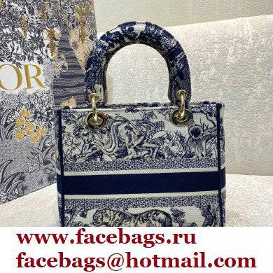Dior Lady D-Lite Medium Bag in Toile de Jouy Embroidery Blue 2021 - Click Image to Close