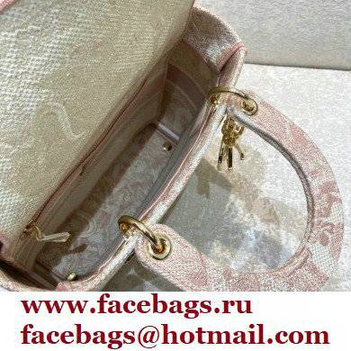 Dior Lady D-Lite Medium Bag in Toile de Jouy Embroidery Pink 2021
