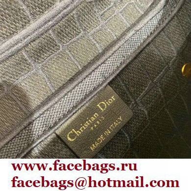 Dior Saddle Bag in Crocodile-Effect Embroidered Velvet Blue 2021