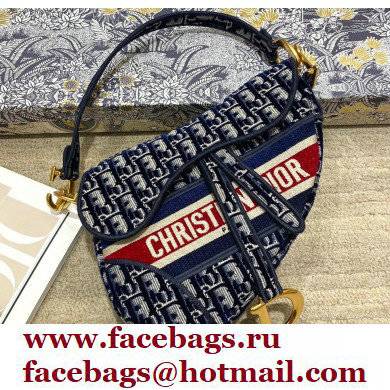 Dior Saddle Bag in Oblique Embroidered Velvet Blue 2021 - Click Image to Close