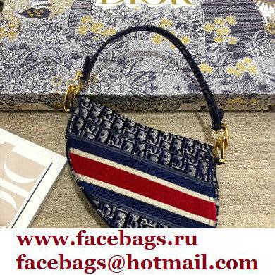 Dior Saddle Bag in Oblique Embroidered Velvet Blue 2021