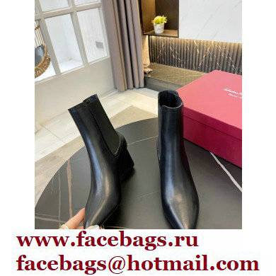 Ferragamo Heel 5.5cm Leather Chelsea Ankle Boots Black 2021