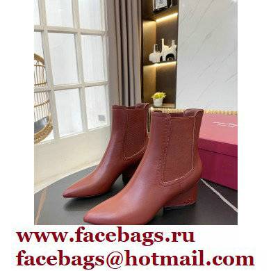 Ferragamo Heel 5.5cm Leather Chelsea Ankle Boots Dark Red 2021 - Click Image to Close
