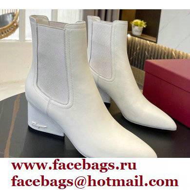 Ferragamo Heel 5.5cm Leather Chelsea Ankle Boots White 2021 - Click Image to Close