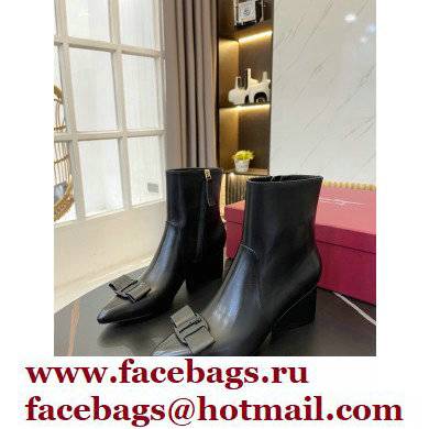 Ferragamo Heel 5.5cm Leather Viva Bootie Ankle Boots Black 2021