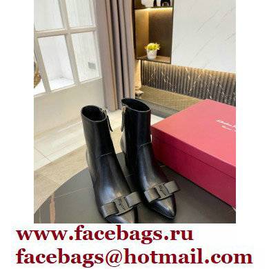 Ferragamo Heel 5.5cm Leather Viva Bootie Ankle Boots Black 2021
