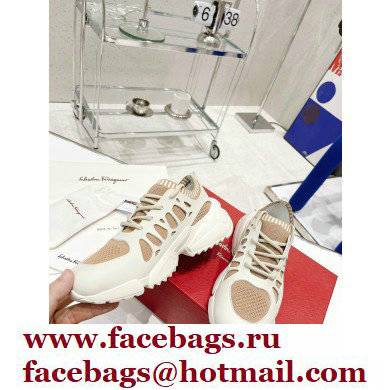 Ferragamo Leather/Fabric Sneakers Beige 2021