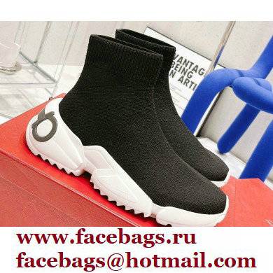Ferragamo Maxi Gancini Sock Sneakers Black 2021 - Click Image to Close