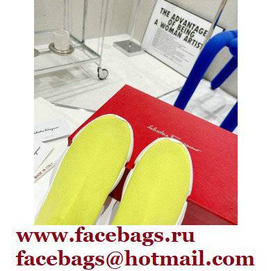 Ferragamo Maxi Gancini Sock Sneakers Yellow 2021