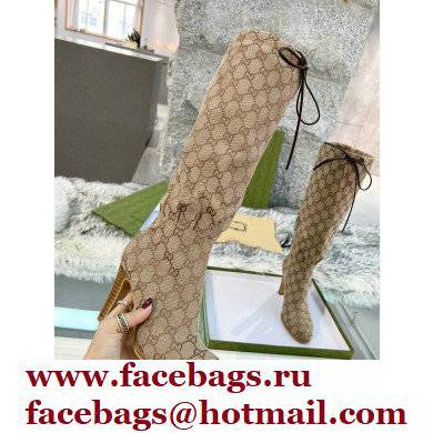 Gucci 8.5cm heel GG Canvas Mid-Heel Boots beige