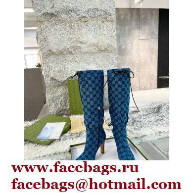 Gucci 8.5cm heel GG Canvas Mid-Heel Boots blue