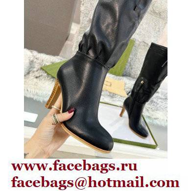 Gucci 8.5cm heel leather Boots black - Click Image to Close