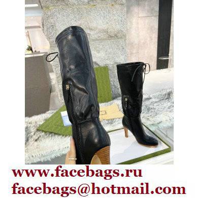 Gucci 8.5cm heel leather Boots black - Click Image to Close