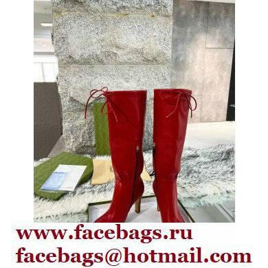 Gucci 8.5cm heel leather Boots red - Click Image to Close