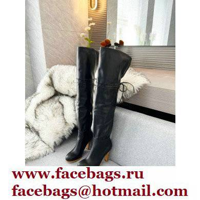 Gucci 8.5cm heel leather long Boots black - Click Image to Close