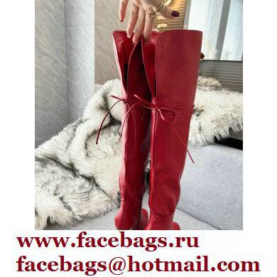 Gucci 8.5cm heel leather long Boots red
