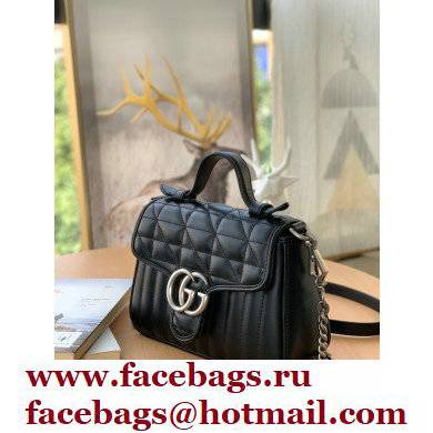 Gucci Aria Collection GG Marmont Mini Top Handle Bag 583571 Black 2021