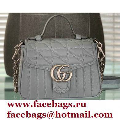 Gucci Aria Collection GG Marmont Mini Top Handle Bag 583571 Grey 2021 - Click Image to Close