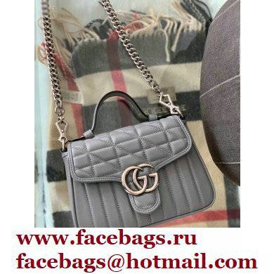 Gucci Aria Collection GG Marmont Mini Top Handle Bag 583571 Grey 2021
