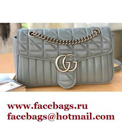 Gucci Aria Collection GG Marmont Small Shoulder Bag 443497 Grey 2021